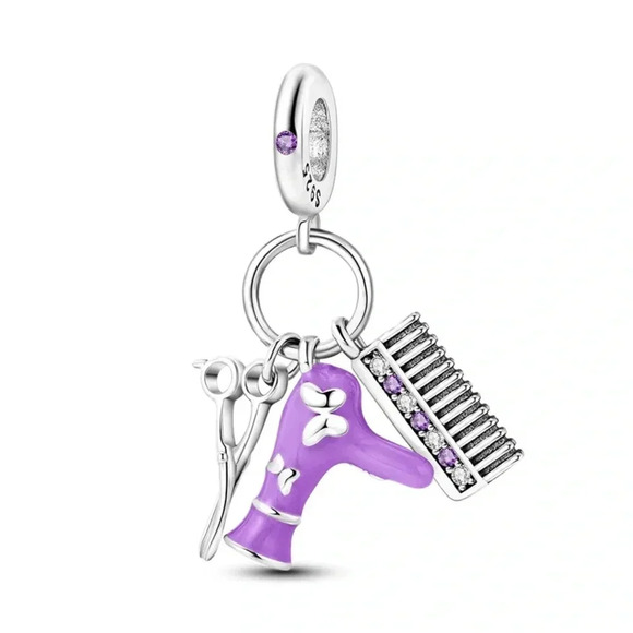 Jewelry - 925 Sterling Silver Lady Hair Care Charm